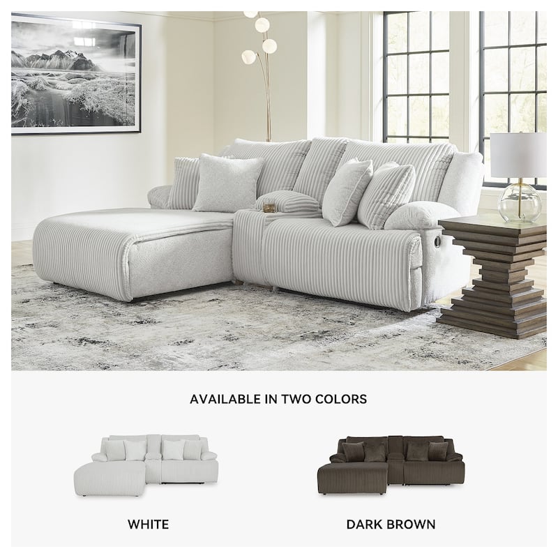 Signature Design by Ashley Top Tier 3-Piece Reclining Sectional with Chaise - 105"W x 74"D x 41"H
