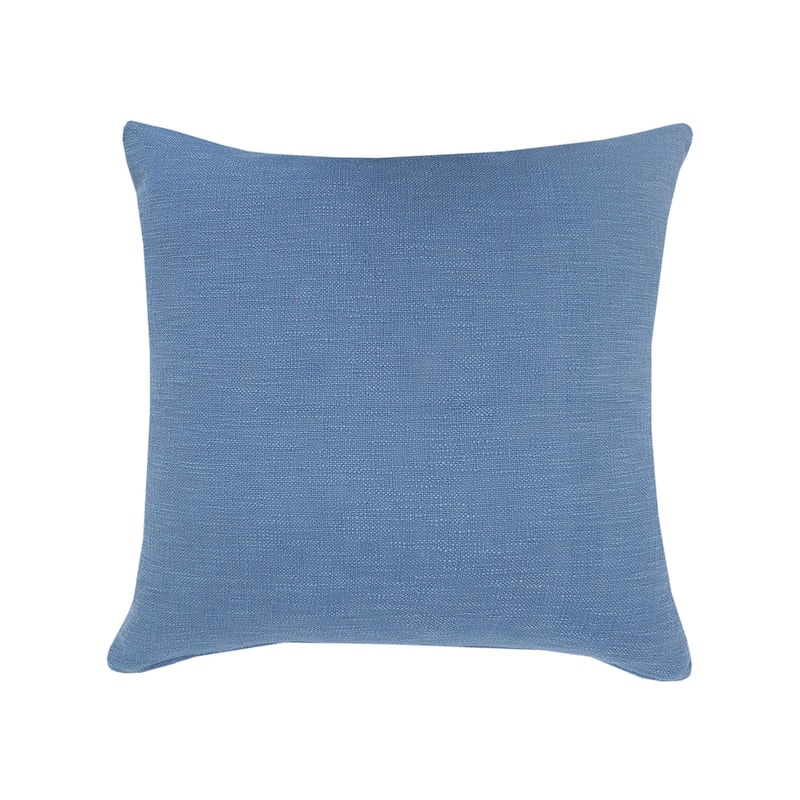 Set of Two Blue Diamond Cotton Throw Pillow With Fringe