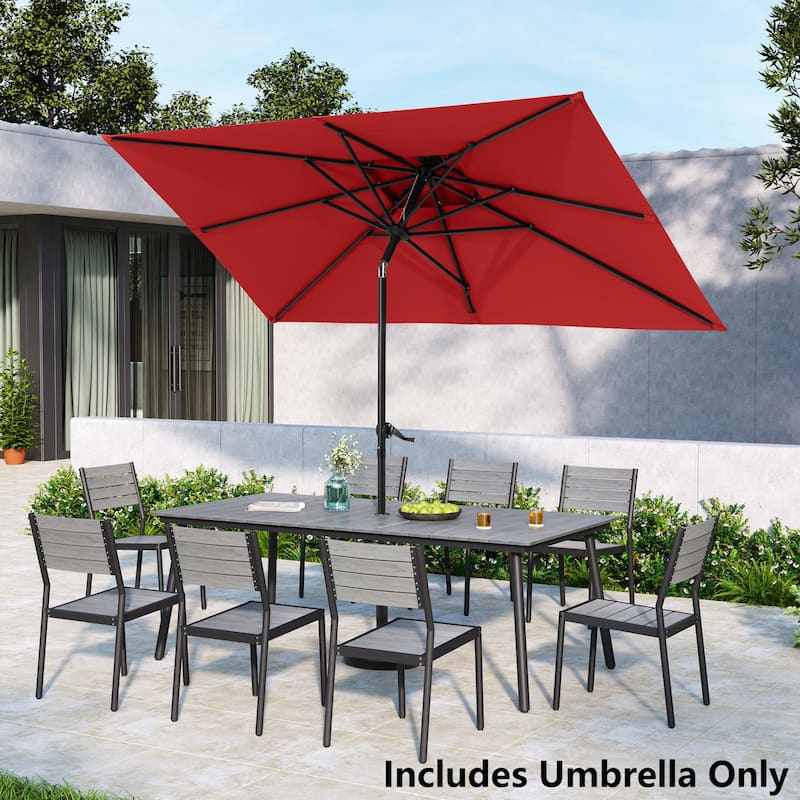 Pellebant Outdoor 10 x 6.5 Ft Market Umbrella with Double Top - Red-NoBase
