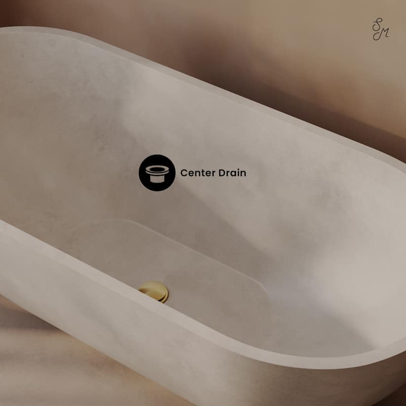 Claire 60" FreestandingConcreteBathtub In Sand, Drain Included