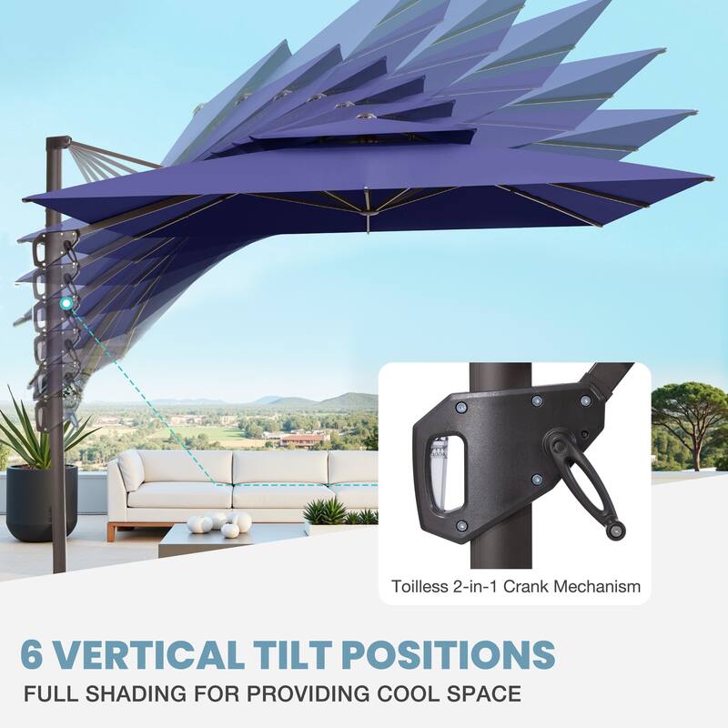 VredHom 10 X 10 ft Square Patio Cantilever-Offset Umbrella