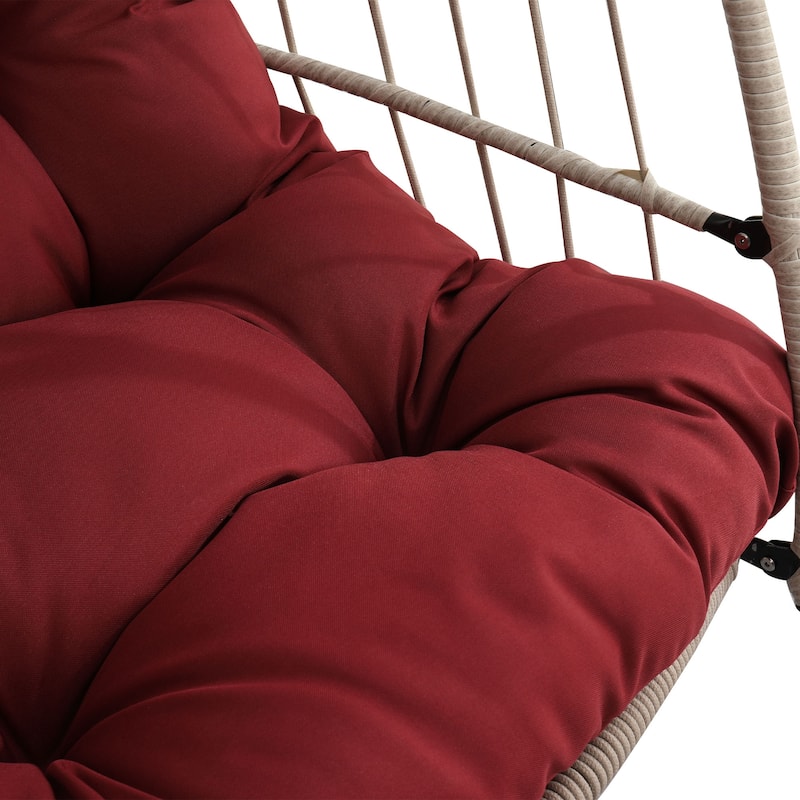Foldable PE Wicker Hanging Chair with Removable Cushion and Weather-Resistant Design (Outdoor/Indoor Use)