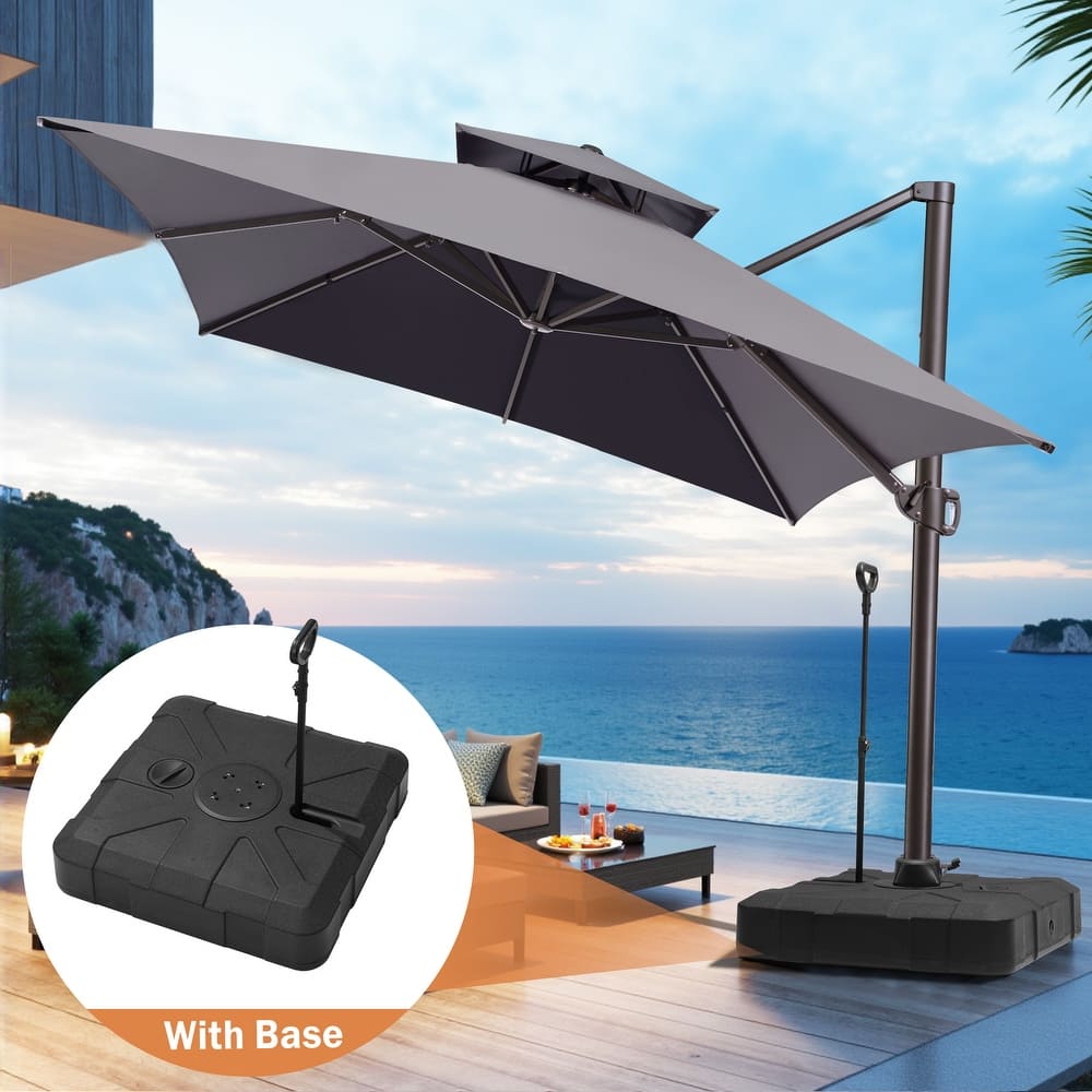 Outdoor 10X13 FT Dual Top Patio Cantilever Umbrella with Rod Base