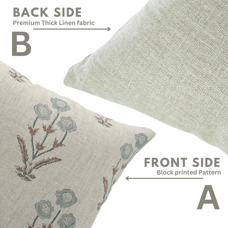 Fabdivine Thick Linen Block Print Pillow Cover Farmhouse Sofa, Amitabh