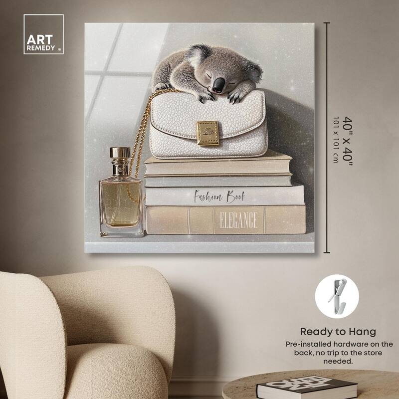 Koala on Fashion Books Acrylic by Art Remedy, Ready to Hang