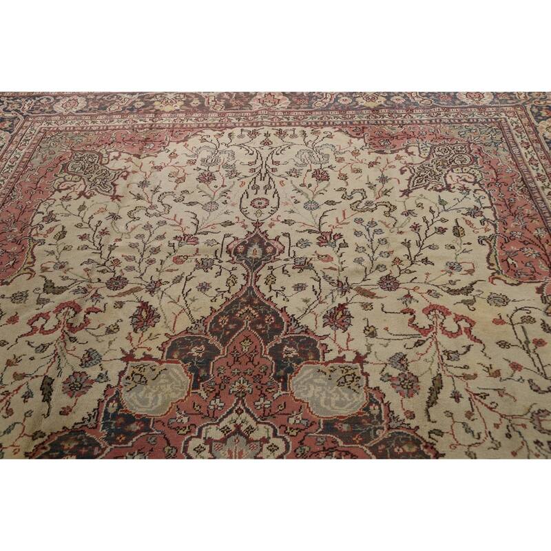 Antique Vegetable Dye Authentic Oushak Turkish Wool Area Rug Handmade - 8'11" x 11'7"