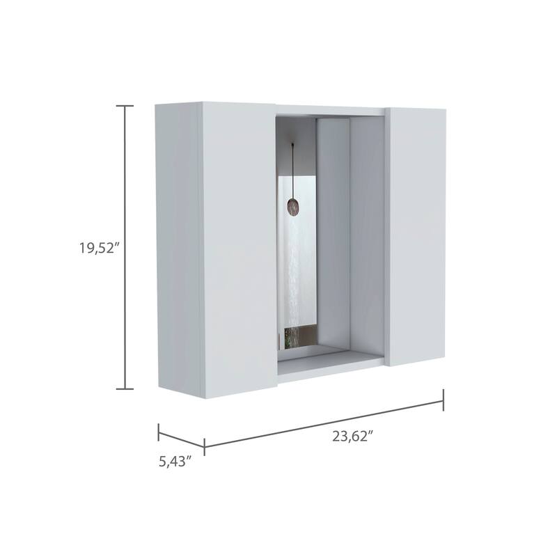 2-Door Medicine Cabinet with Mirror, Bathroom Wall Cabinet with Open Shelf