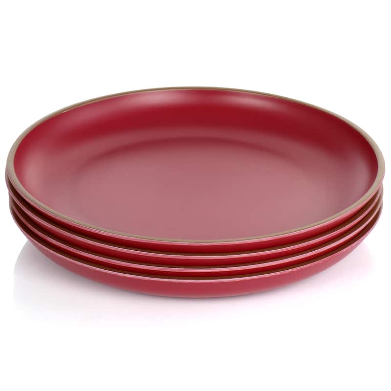 Gibson Home Rockabye 4 Piece Melamine Dinner Plate Set in Dark Pink