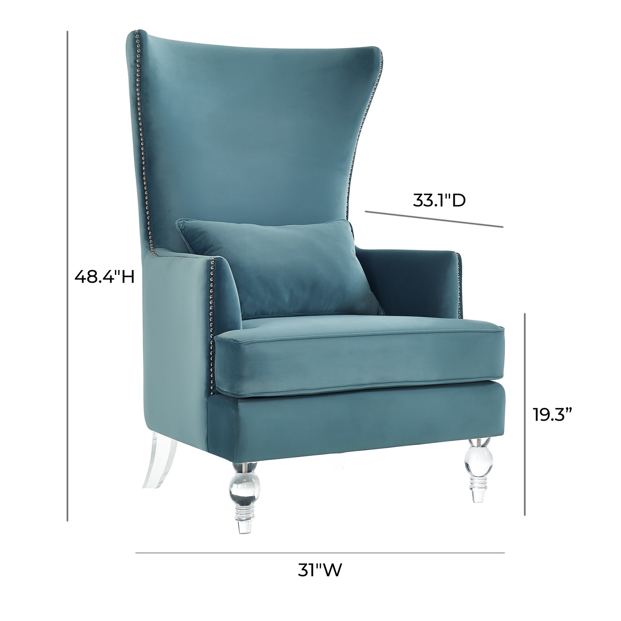 Lucite Bristol Sea Blue Velvet Wingback Chair Overstock 13689886