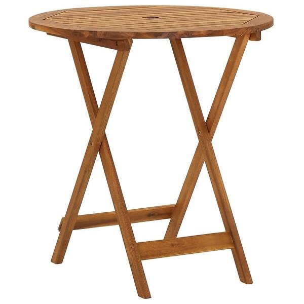 slide 2 of 9, Folding Patio Table 27.6" Solid Acacia Wood Patio Dinning Garden Table