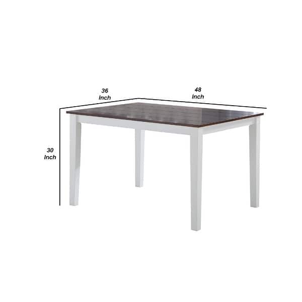 48 Inches Table 48 Inch Wood Dining Table, Plank Top, 4 Seater, White, Walnut Brown ...