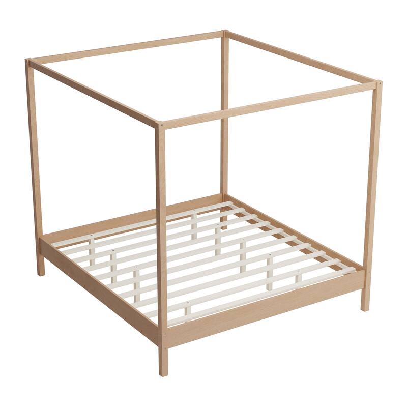 GDFStudio - Eleanor Solid Wood Canopy Bed with Four Poster Frame and Platform Slats