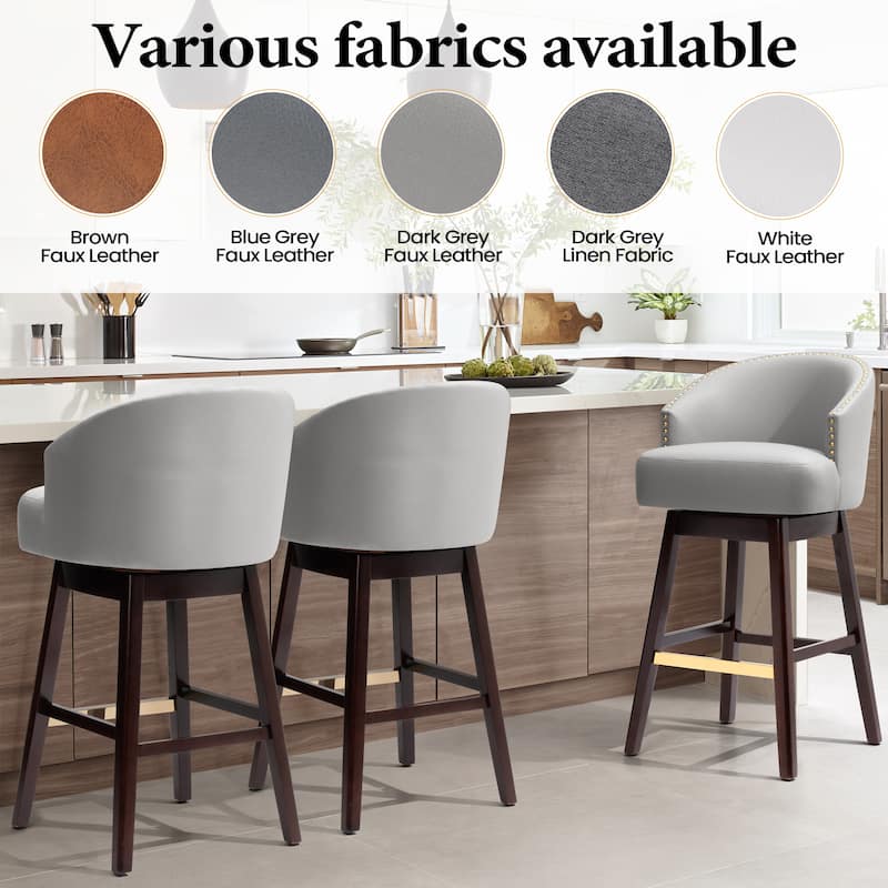Pellebant 26.4''/31.9"H Height Solid Wood Swivel Indoor Bar Stools
