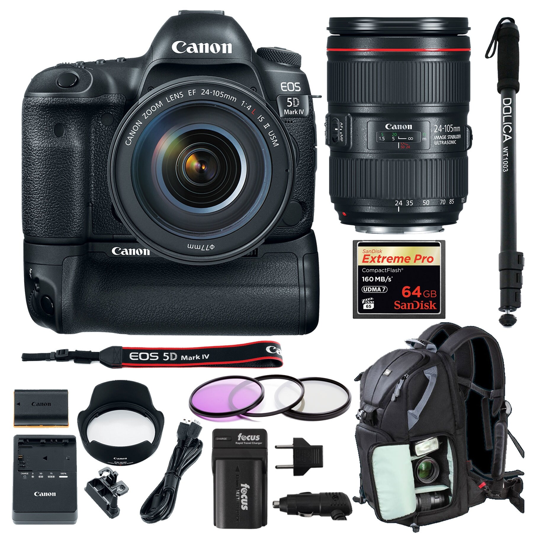 Shop Canon Eos 5d Mark Iv Ef 24 105mm F 4l Is Ii Usm Lens And Battery Grip Bundle Overstock 26279702