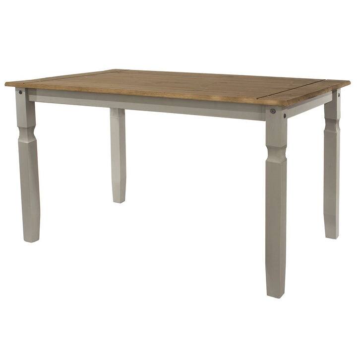 Wood Dining Table Corona Collection | Furniture Dash - Gray wash color stain, top in antique brown color.