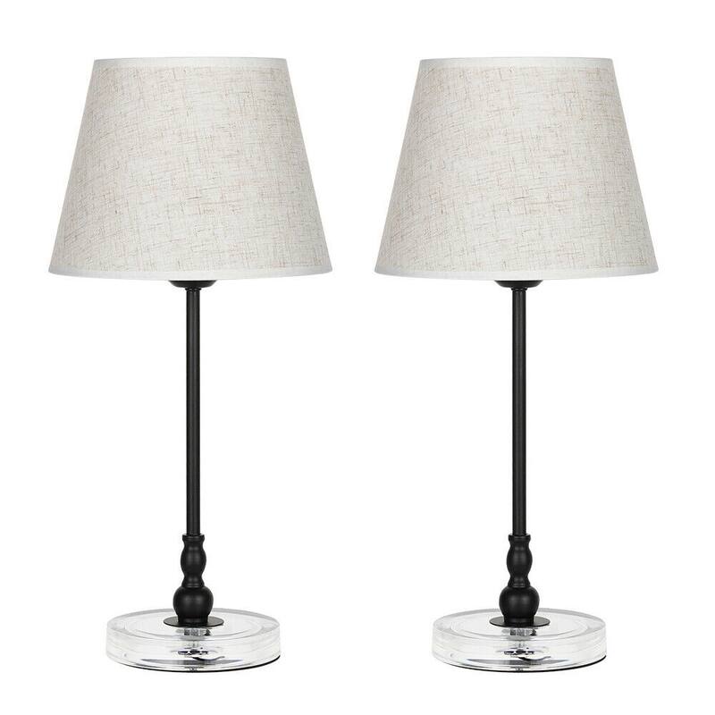 Bedside Lamps with Acrylic Base, Small Nightstand Lamps for Bedroom