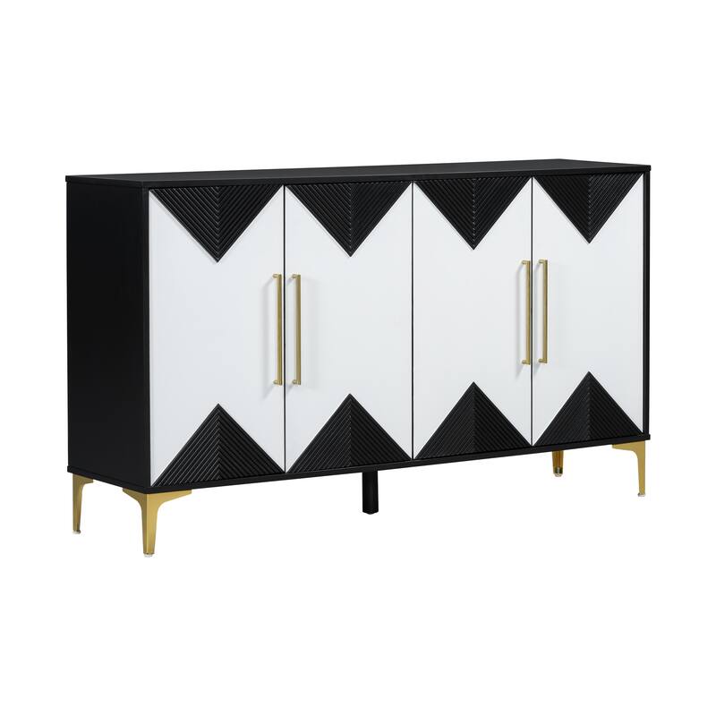 Contemporary Sideboard with Unique Triangular Design, Spacious Storage, and Durable MDF Construction