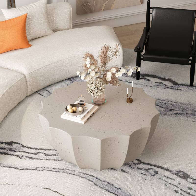 35.43" Modern Coffee Table, MgO Cement Coffee Table