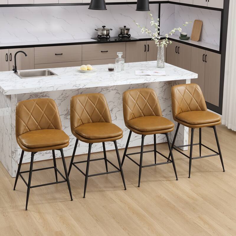26"/29" Faux Leather Swivel Counter and Bar Height Stools (Set of 4)