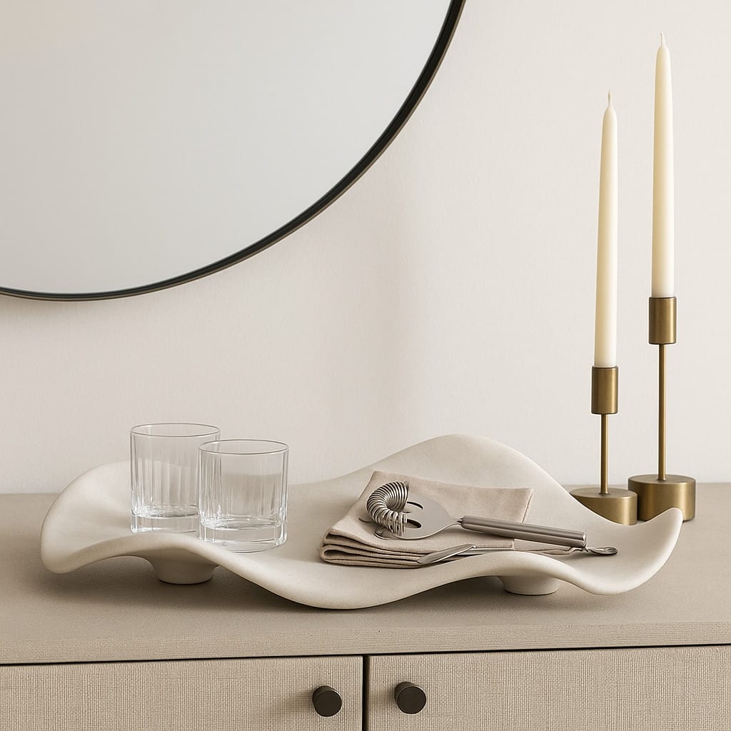 Decorative Quartz Tray for Home Decor - White, 19.5"