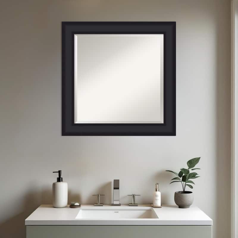 Oliver Beveled Wood Framed Bathroom Vanity Wall Mirror
