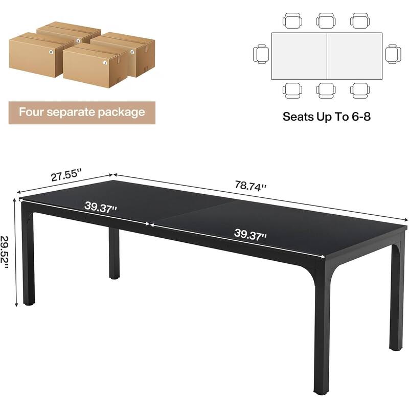 Long Conference Table Set of 4, 13FT Large Rectangle Meeting Seminar Table, 78.74-Inch Business Tables