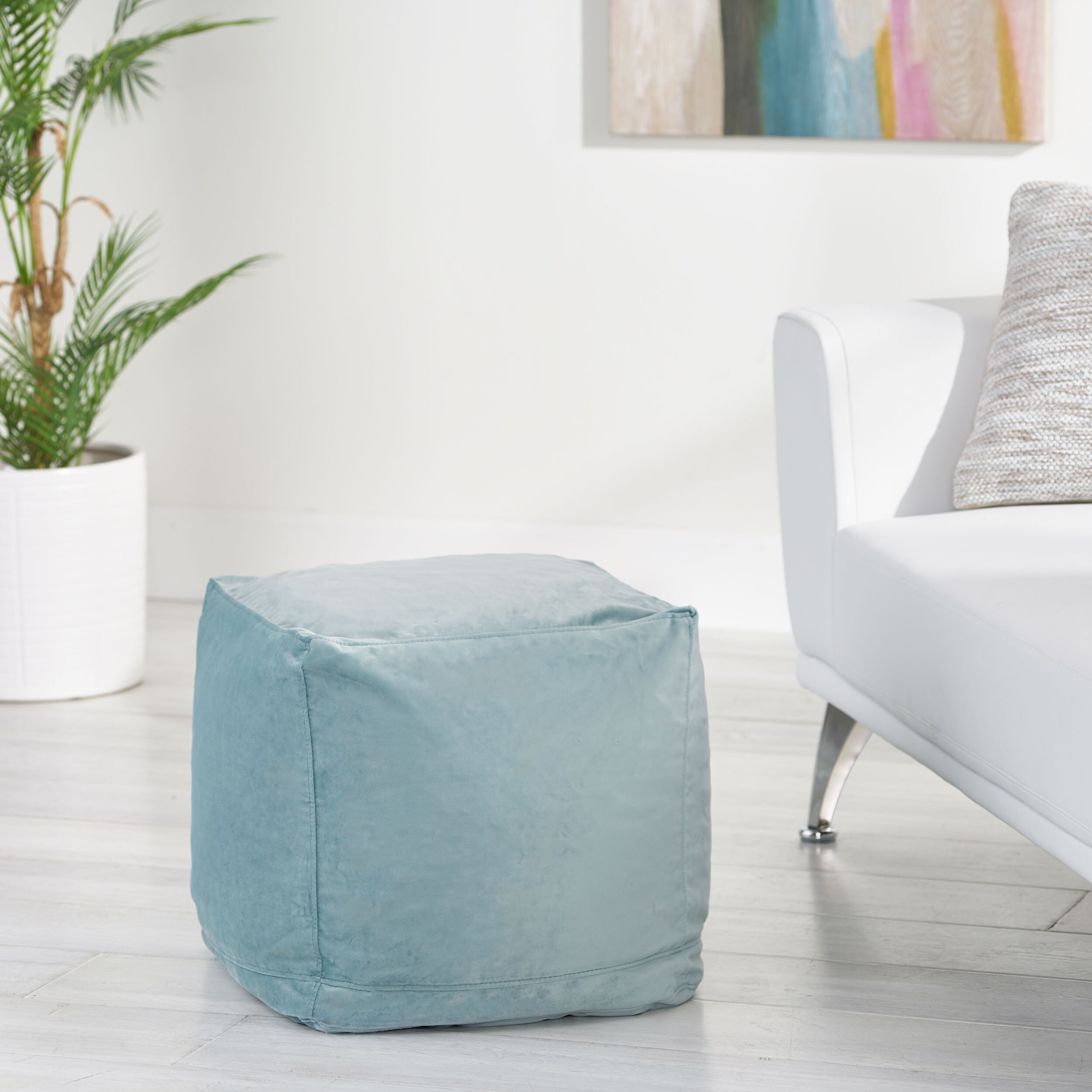 Modern Crushed Velvet Bean Bag Filled Cube footstool Ottoman Pouffe Seat Cushion 