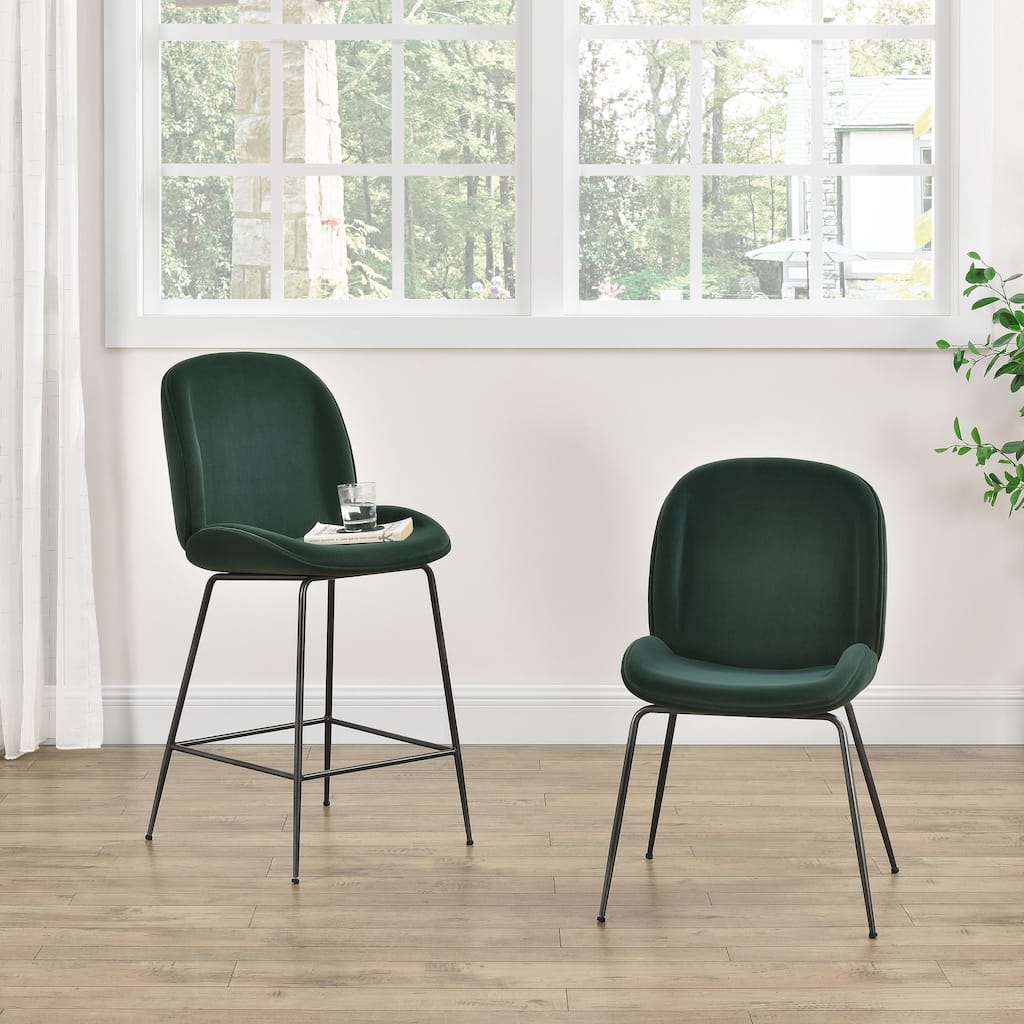NPD Furniture Lucy Velvet Fabric Chair (Set of 2)