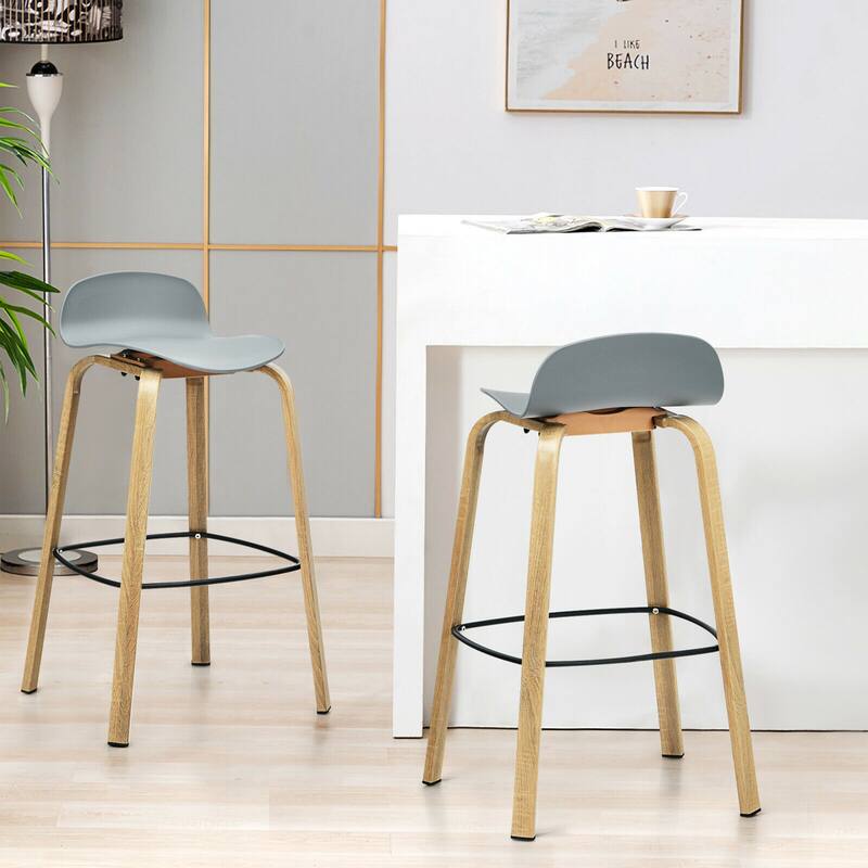 Gymax Modern Set of 4 Barstools 30inch Pub Chairs w/Low Back & Metal - See Details