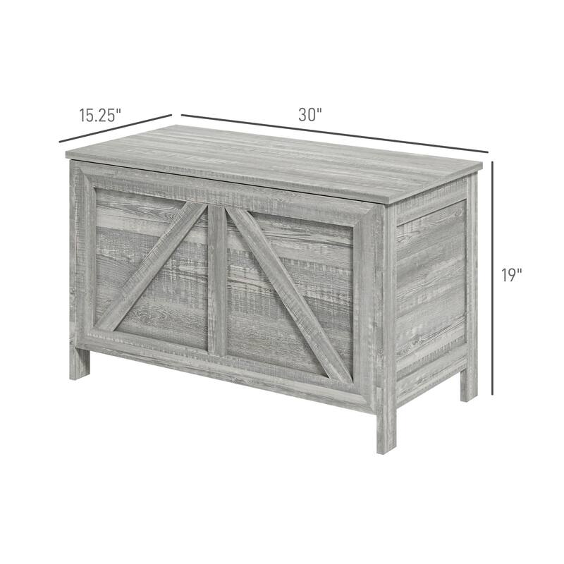 HOMCOM 30" Farmhouse Storage Chest, Lift Top Box Organizer with Safety Hinge to Open Up 100° for Bedroom, Entryway, Living Room