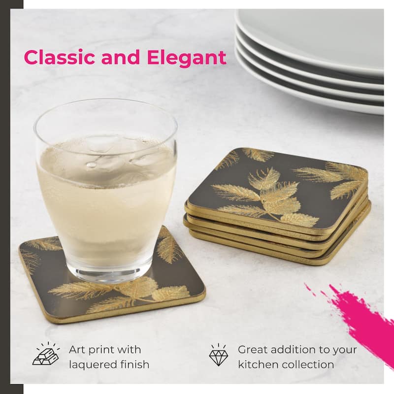 Pimpernel Set of 6 Sara Miller London Etched Leaves Coasters
