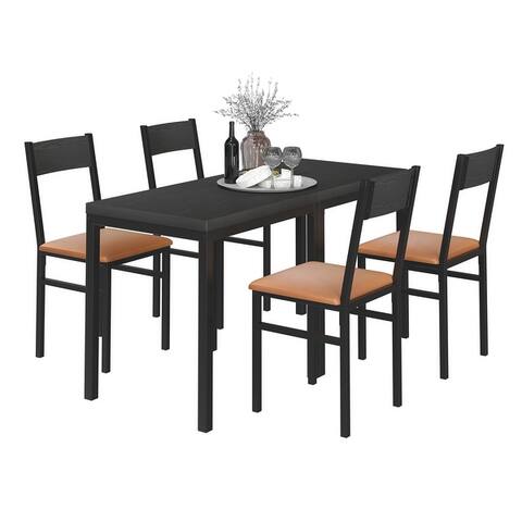 3-Piece Dining Table Set with 2 Cushioned Chairs for Kitchen Apartment