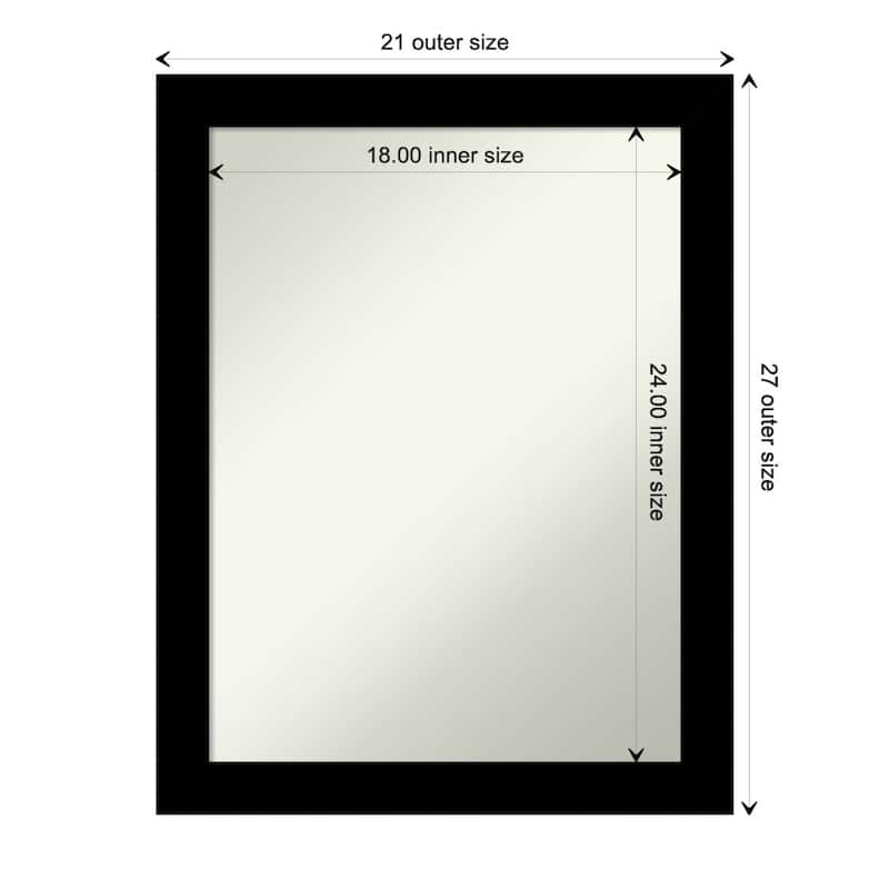 Basic Narrow Non-Beveled Wood Framed Bathroom Vanity Wall Mirror - Basic Black Narrow - Glass Size 18x24