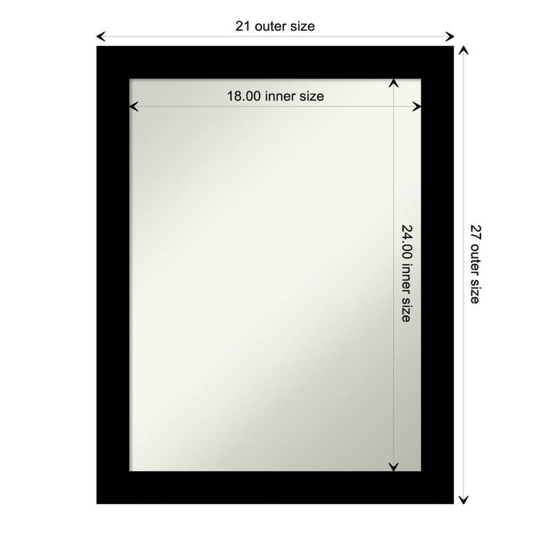 Basic Narrow Non-Beveled Wood Framed Wall Mirror - Basic Black Narrow - Glass Size 18x24