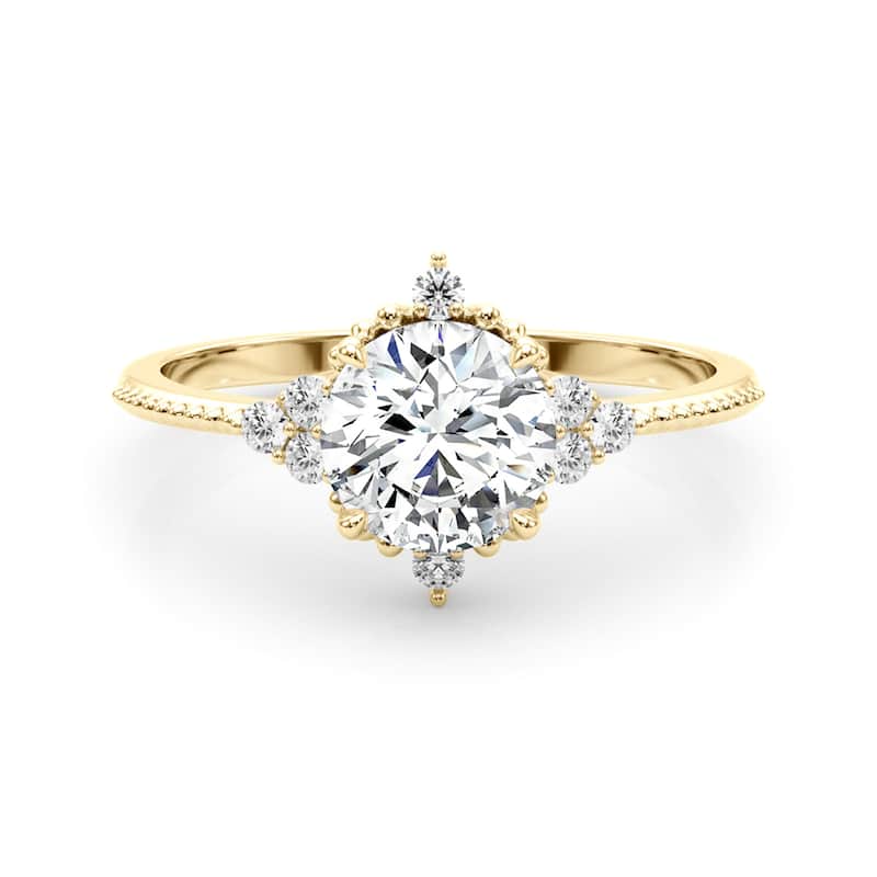 Auriya 14k Yellow Gold Lab Grown Round Diamond Halo Engagement Ring 0.50 to 5.00 ct. tw. (F-G VS)