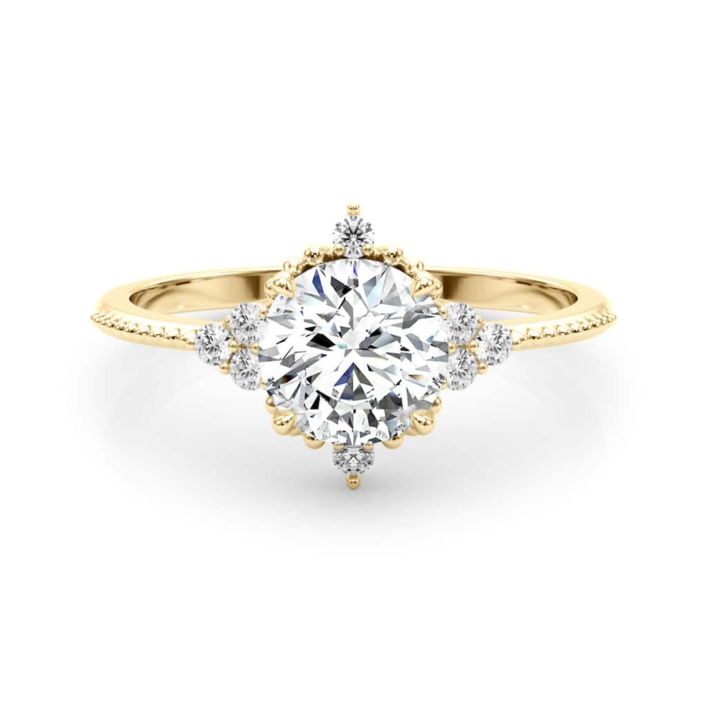 Auriya 14k Yellow Gold Lab Grown Round Diamond Halo Engagement Ring 0.50 to 5.00 ct. tw. (F-G VS)