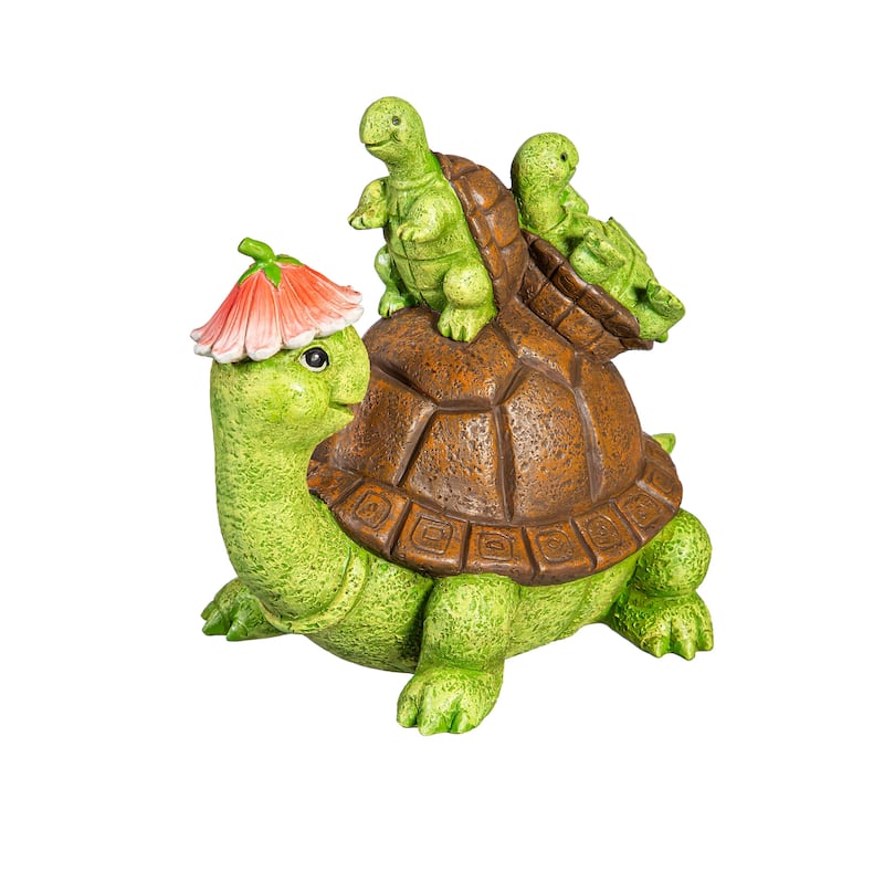 7" Resin Turtle With Kids Statue