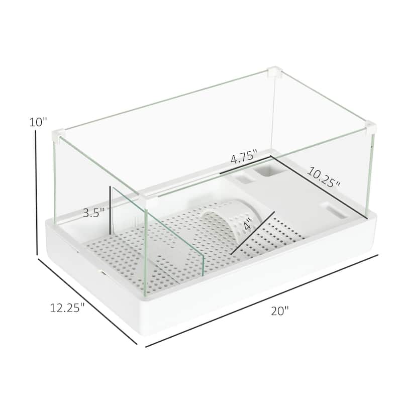 PawHut Glass Turtle Tank, Turtle Aquarium with Basking Platform and Filter Layer Design, Full View Visually Reptile Habitat