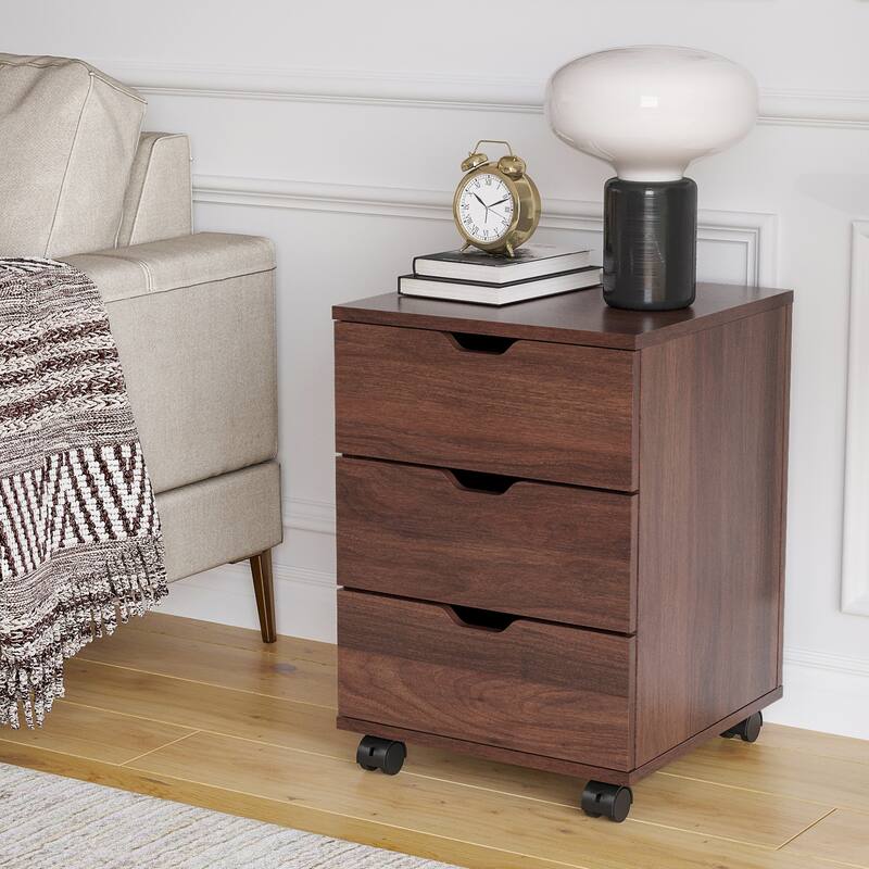 3-Drawer Vertical Filing Cabinet Rolling Wood Mobile File Cabinets Under Desk for Home Office with Casters (Fully Assembled)