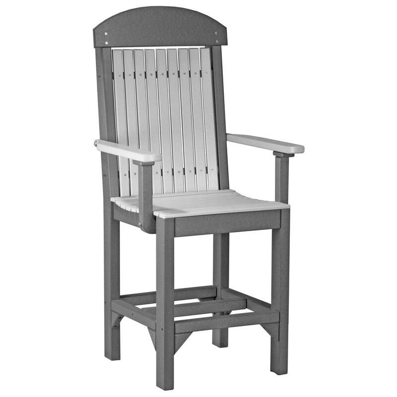 Set of 4 Poly Lumber Classic Dining Chairs - Arm Chair - Dove Gray & Slate - Counter Height