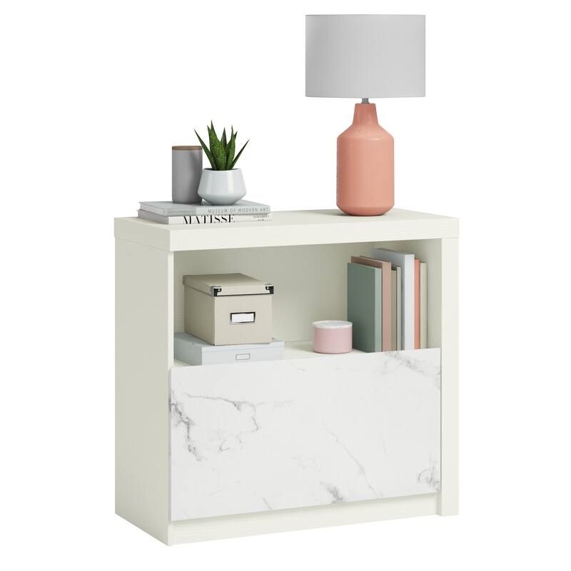 Wood Lateral File with Cubbyhole Storage, White