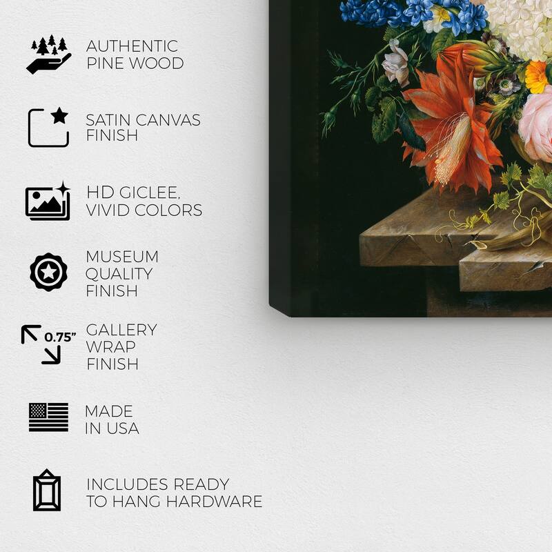 Wynwood Studio Canvas Floral and Botanical Franz Xaver Petter - Blumenstuck White and Traditional Wall Art Canvas Print