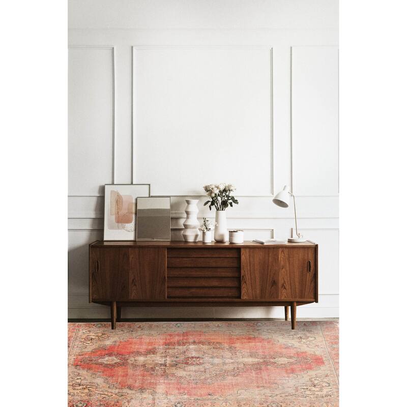 ECARPETGALLERY Hand-knotted Antalya Vintage Light Red Wool Rug - 8'11 x 12'7