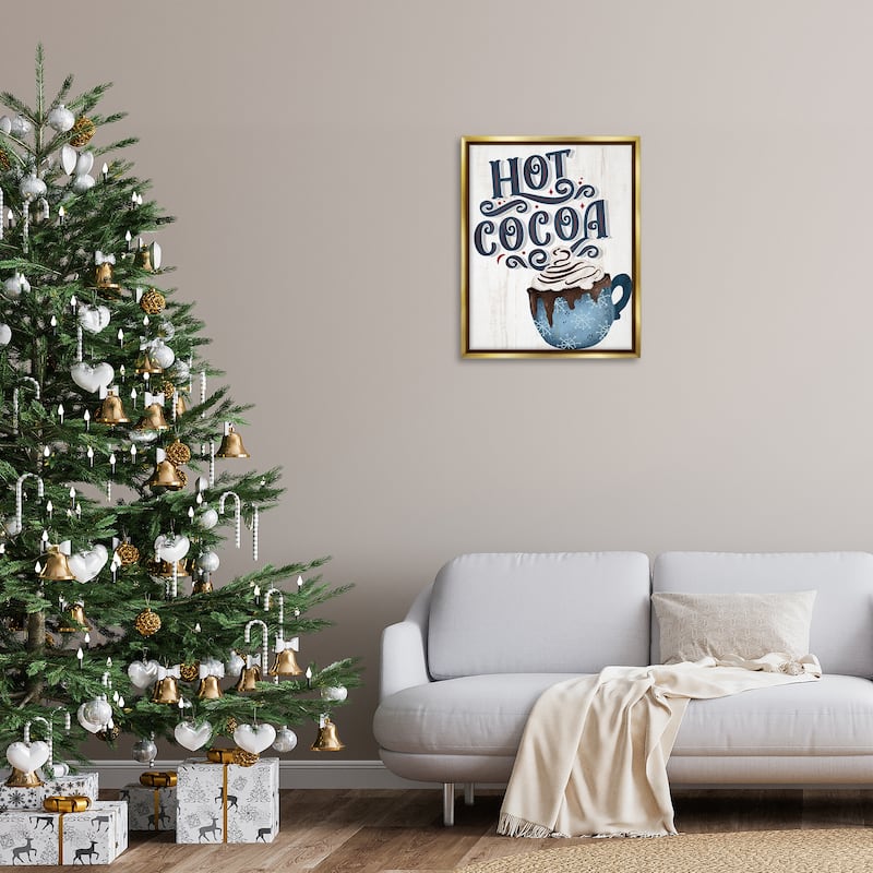 Stupell Warm Rustic Hot Cocoa Framed Floater Canvas Wall Art Design By Kim Allen