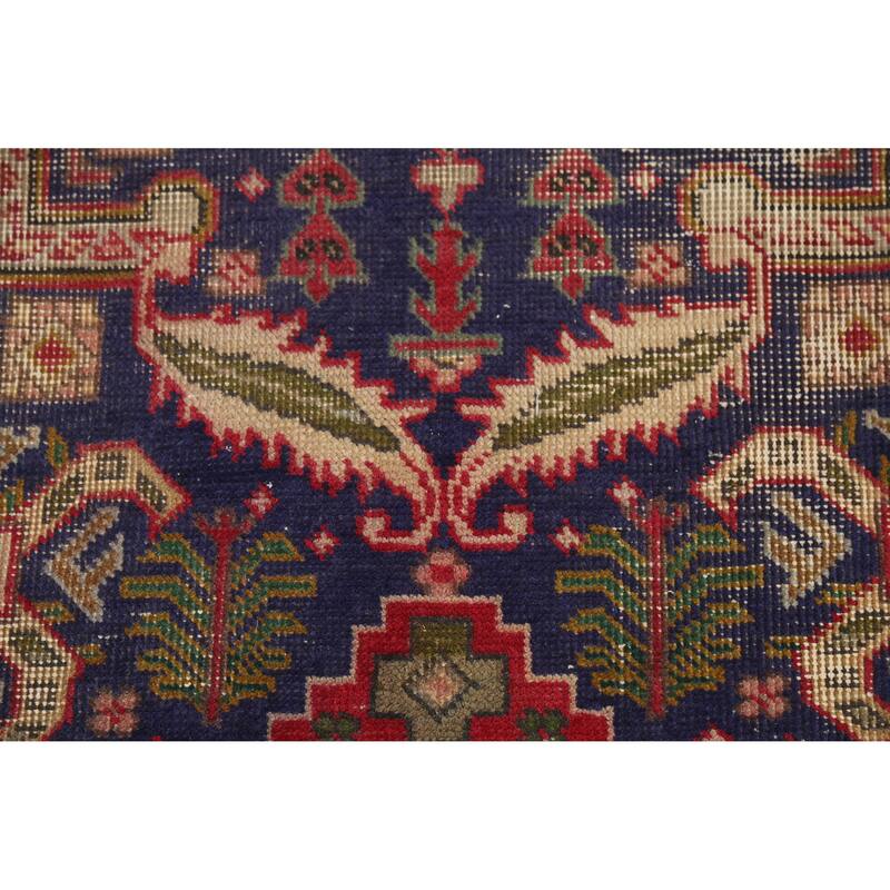 Hand Knotted Oriental 100% Wool Carpet Traditional Medallion Navy Blue & Blues Tabriz Area Rug - 4' 9'' X 3' 0''