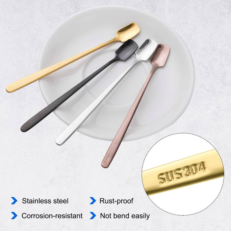 4pcs Espresso Spoons Stainless Steel Square Coffee Spoon