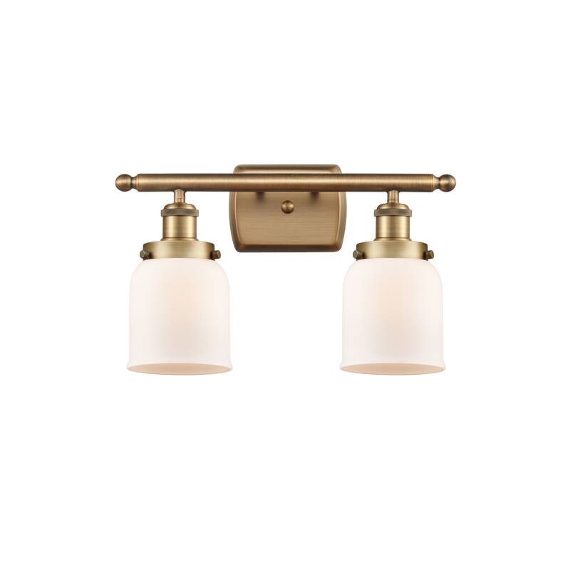 Innovations Lighting Ballston Urban Bell - 2 Light 16" Bath Vanity Light - Brushed Brass/Matte White