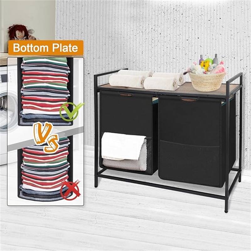 Laundry Hamper with Removable Large Bags, 16 Gal 120L Capacity - 33"L x 13"W x 29"H