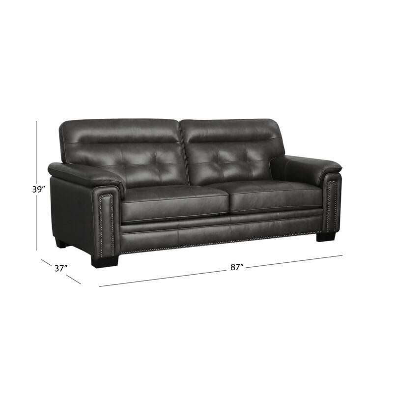 Henry Top Grain Leather Tufted Sofa