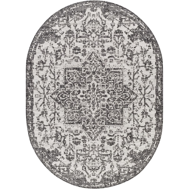 Livabliss Eagean Updated Traditional Medallion Indoor / OutdoorArea Rug